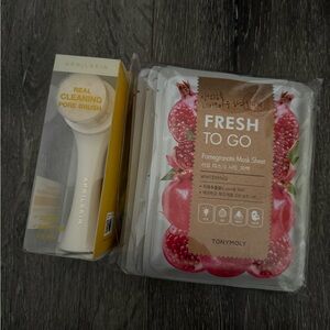 TonyMoly Pomegranate Mask Sheet 10 pcs + Aprilskin Dual Cleansing Brush (NEW)